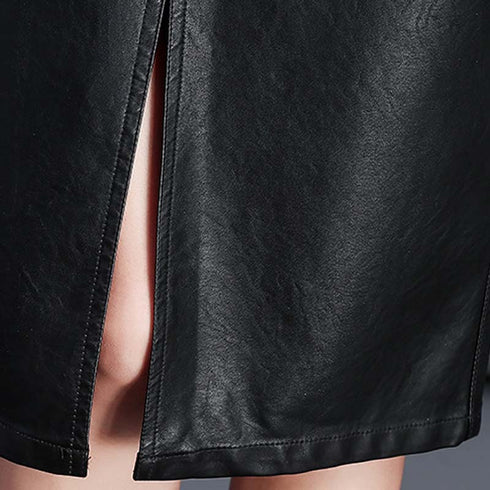Leather Skirt Ladies Bag Hip Pencil Skirt - ROUTINE FASHION